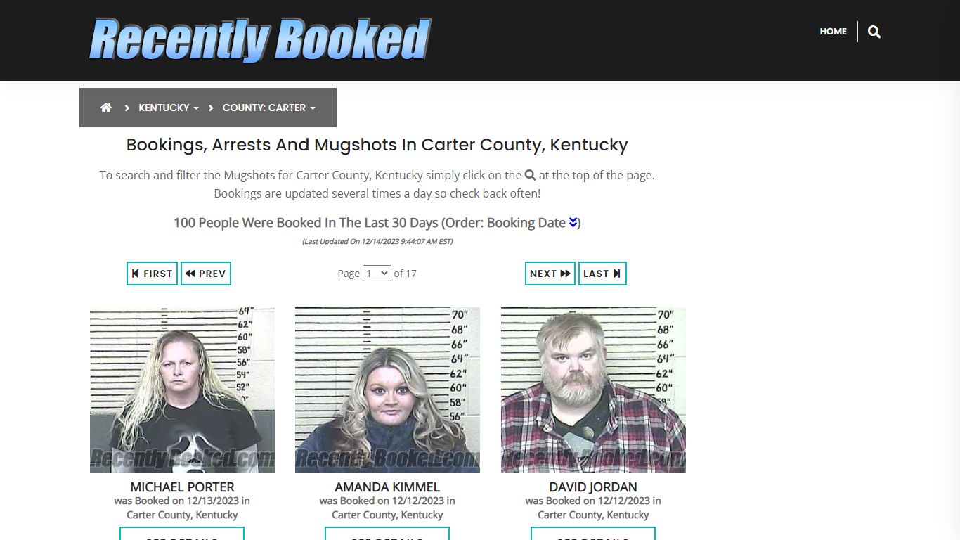 Recent bookings, Arrests, Mugshots in Carter County, Kentucky