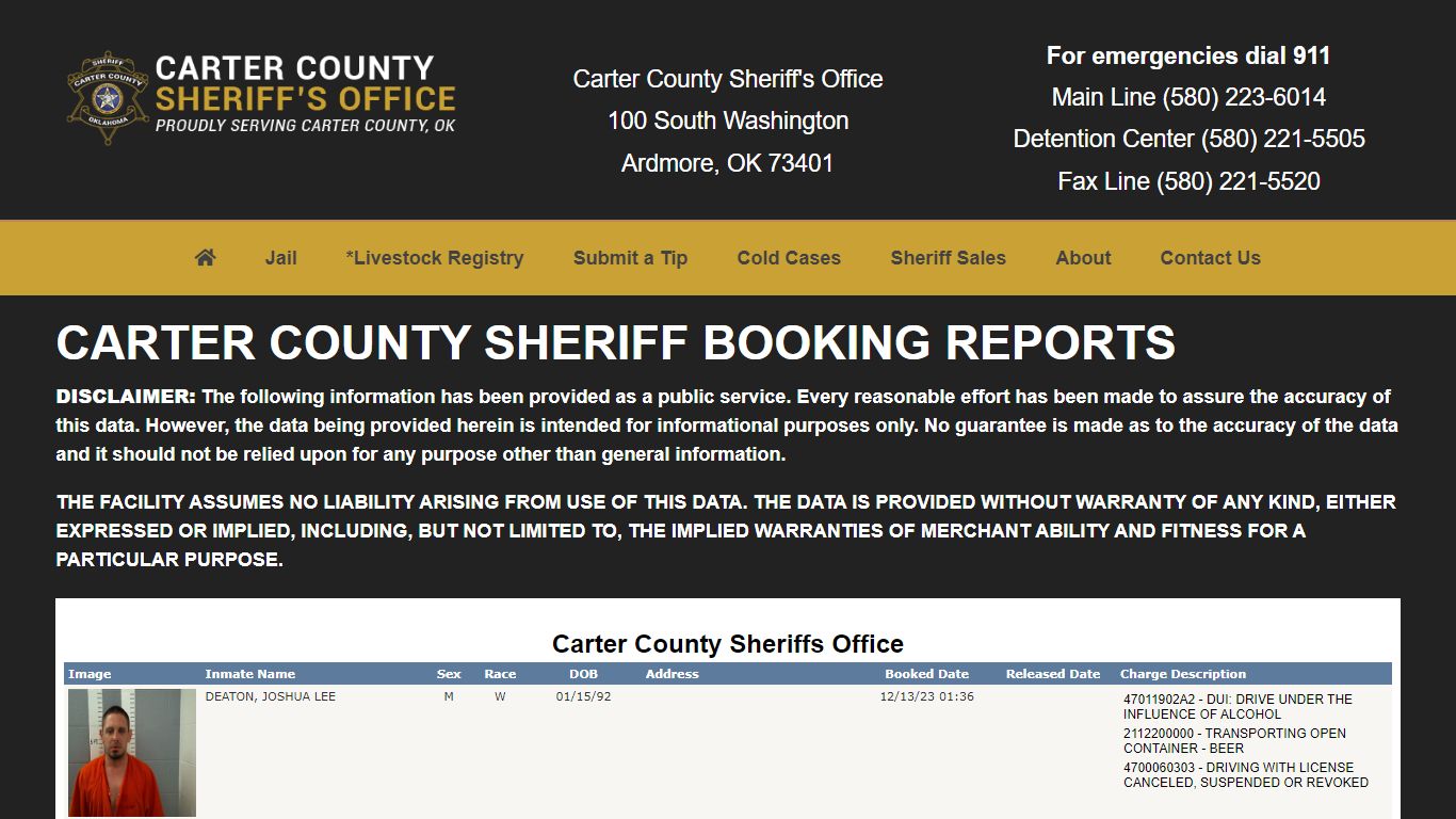 Inmate Search - Carter County Sheriff's Office